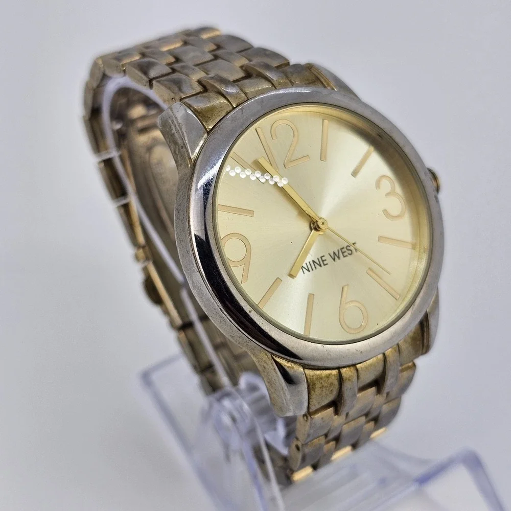 Nine West Women's Watch 40MM Gold Dial‎ Gold Bracelet Band 6